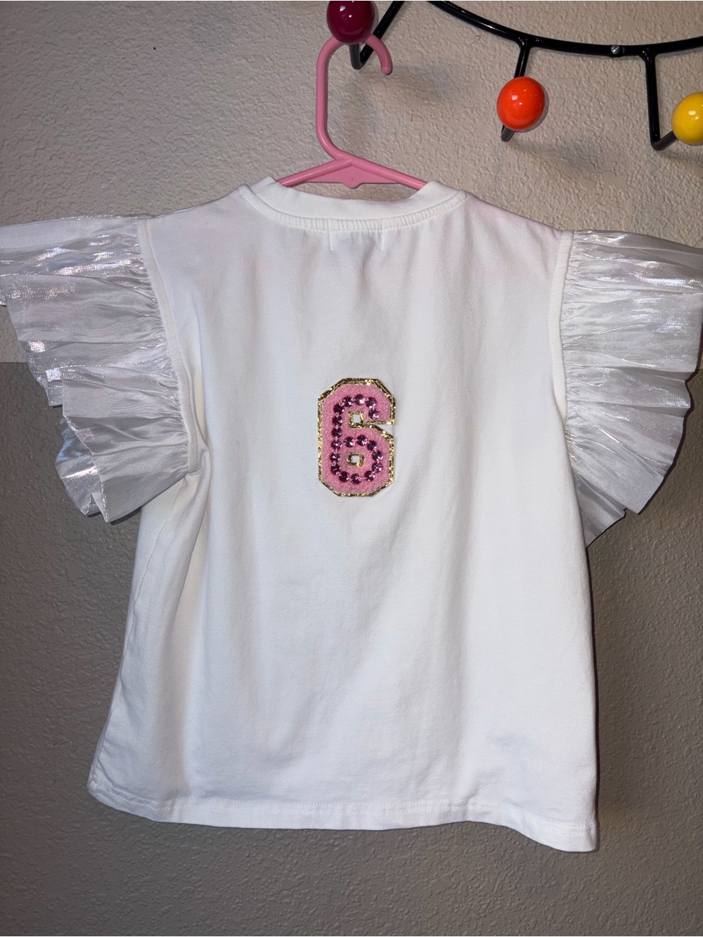 Lola + The Boys Girl 6 White BDAY GIRL Sequin Tee Shirt Shimmer Ruffle Birthday - Picture 2 of 10